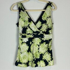 INC International Concepts Silk Green Floral Sleeveless Top 6